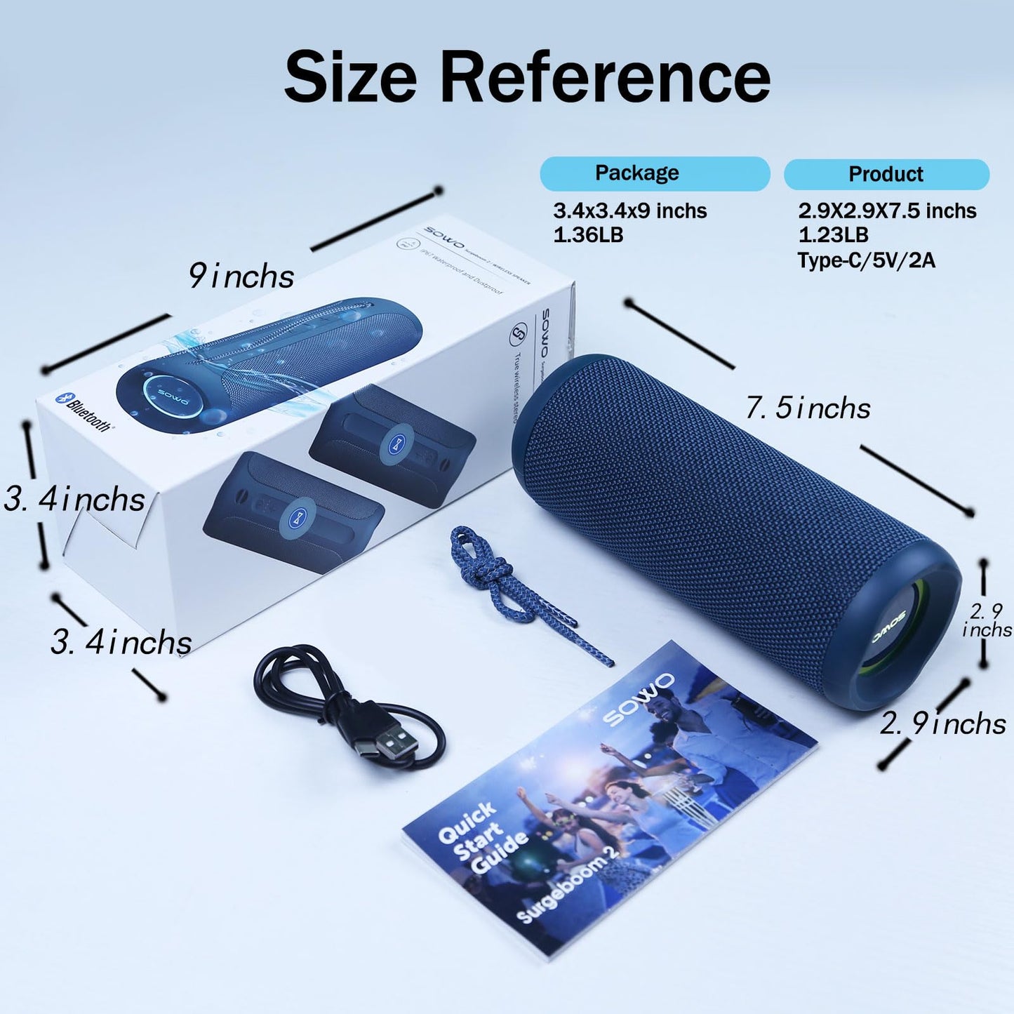 Wireless Portable Speaker IPX7 Waterproof 25W Stereo Sound