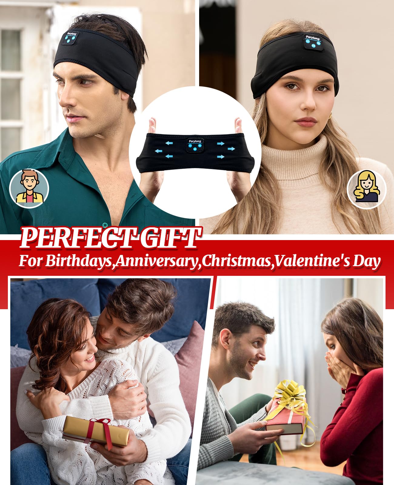 Perytong Sleep Headphones Wireless Bluetooth Headband