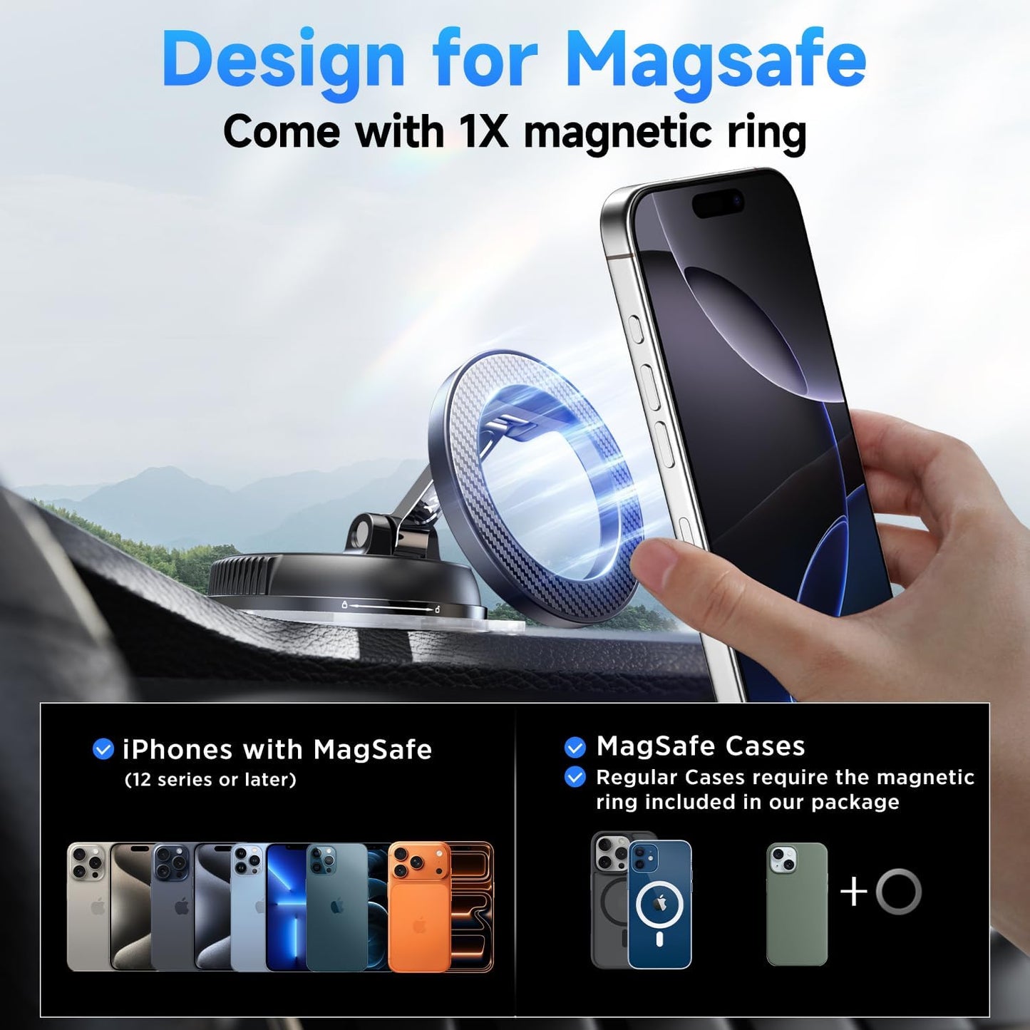 MagSafe Car Phone Holder 360 Rotation And Strong Suction