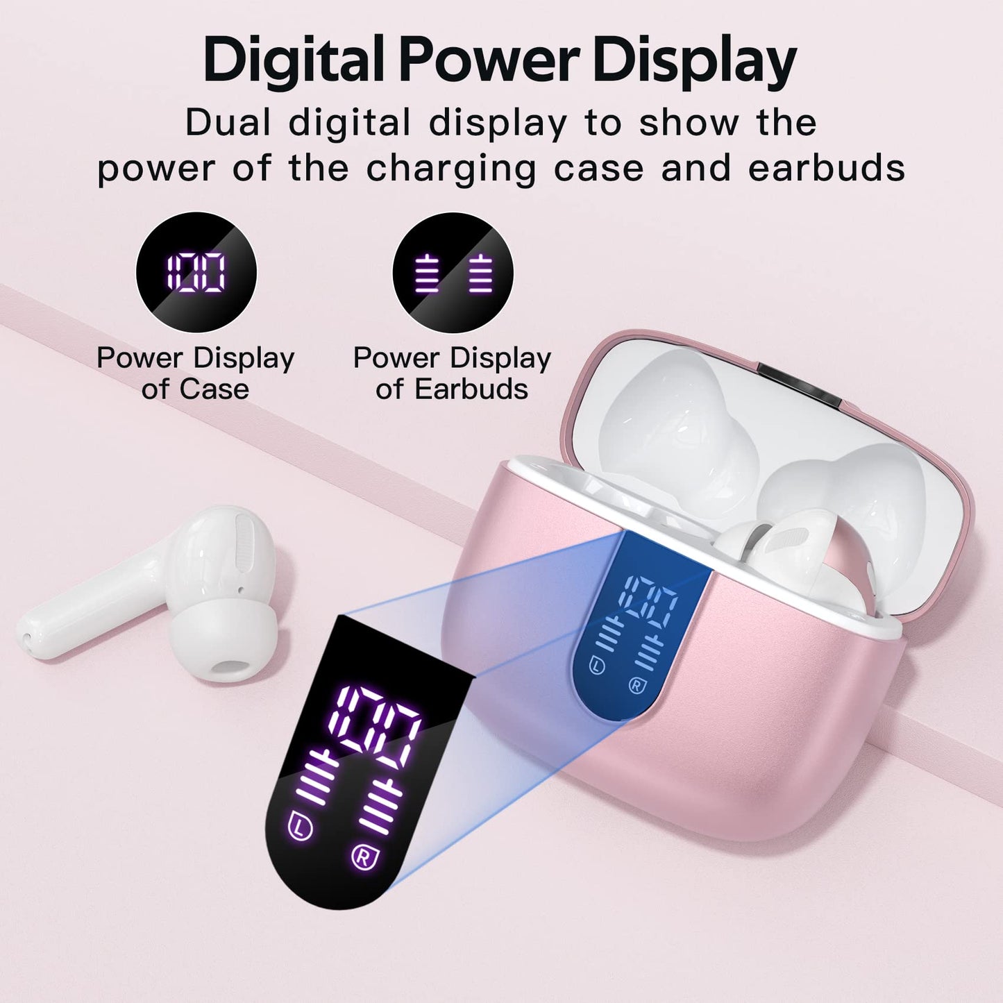 Tagry Bluetooth Earbuds True Wireless LED Power Display Case