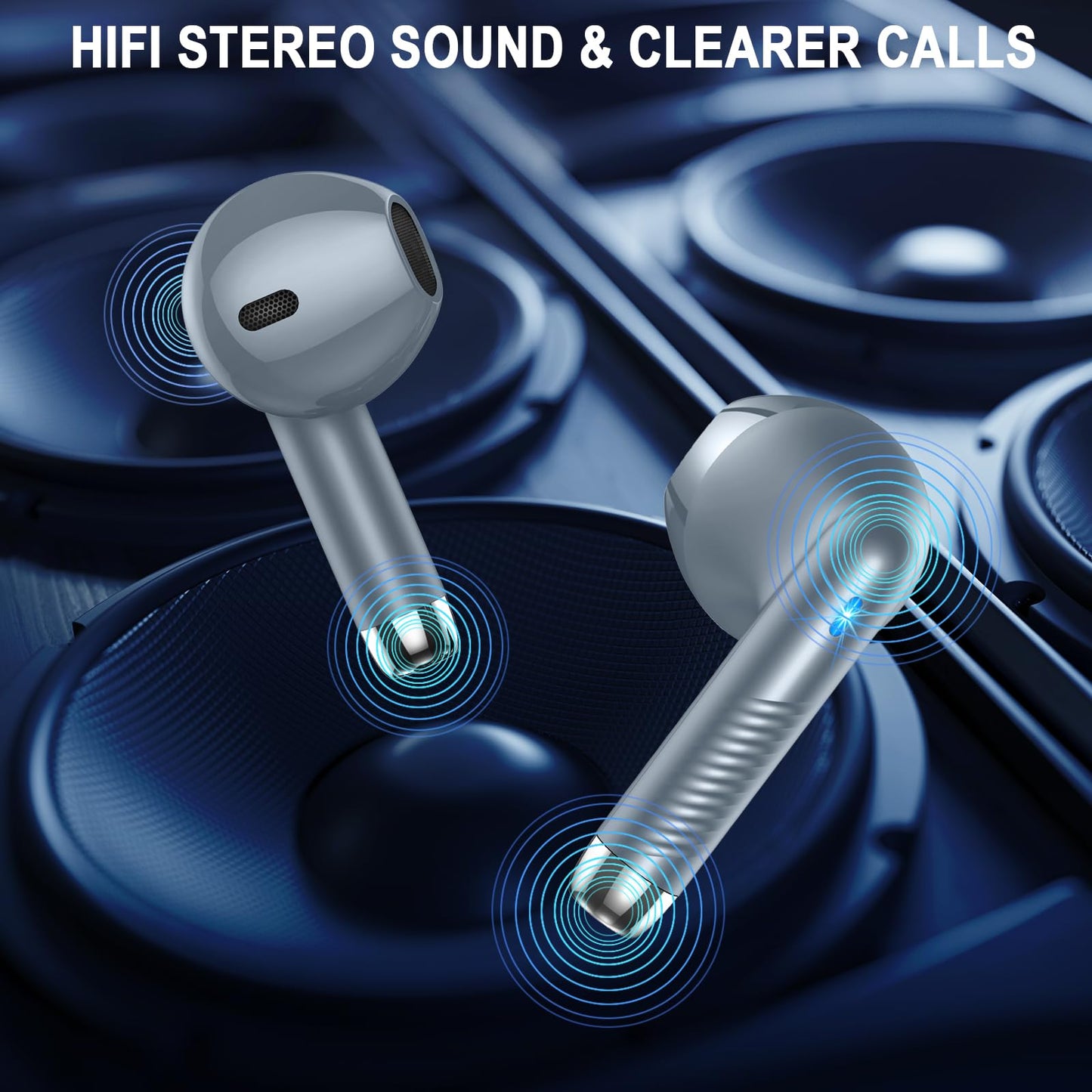 Wireless Earbuds, Bluetooth 5.4 Ear Buds LED Power Display Headphones Bass Stereo, Bluetooth Earbuds in-Ear Noise Cancelling Mic, 40H Playback Mini Case IP7 Waterproof Sports Earphones for Android iOS