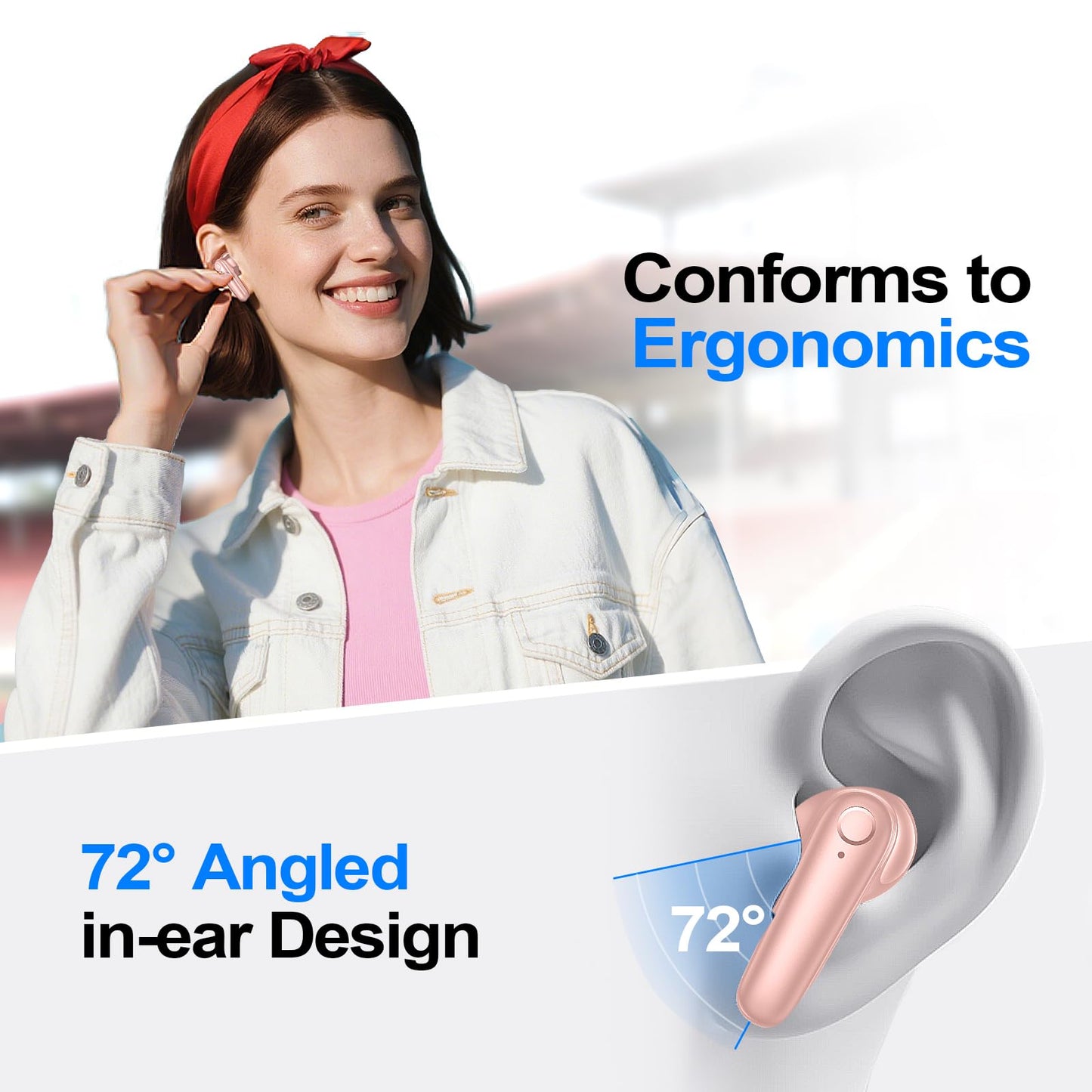 Kurdene Wireless Ear Buds Bluetooth 5.4 Bass Earphones