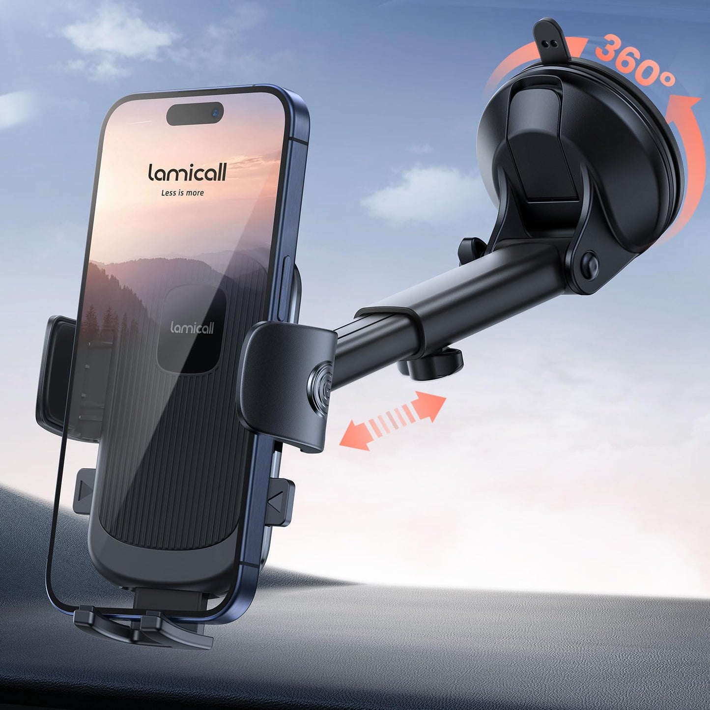 Lamicall Car Phone Holder 360 Degree Rotation Suction Mount