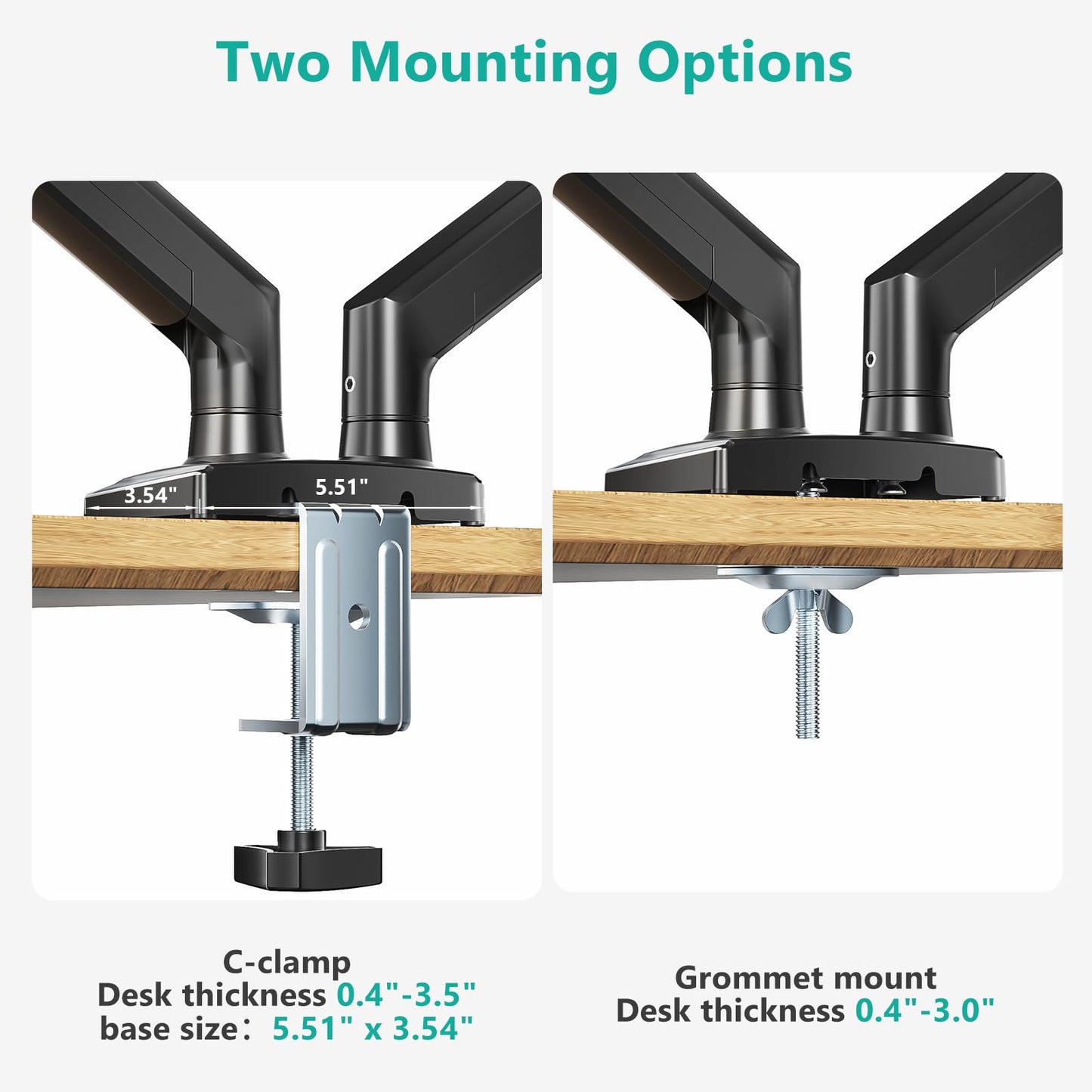 Wali Dual Monitor Stand With Gas Spring 17 to 32 Inches