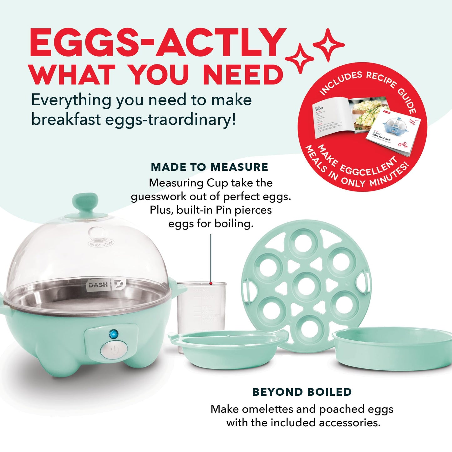 Dash Rapid Egg Cooker 6 Egg Capacity Auto Shut Off Aqua