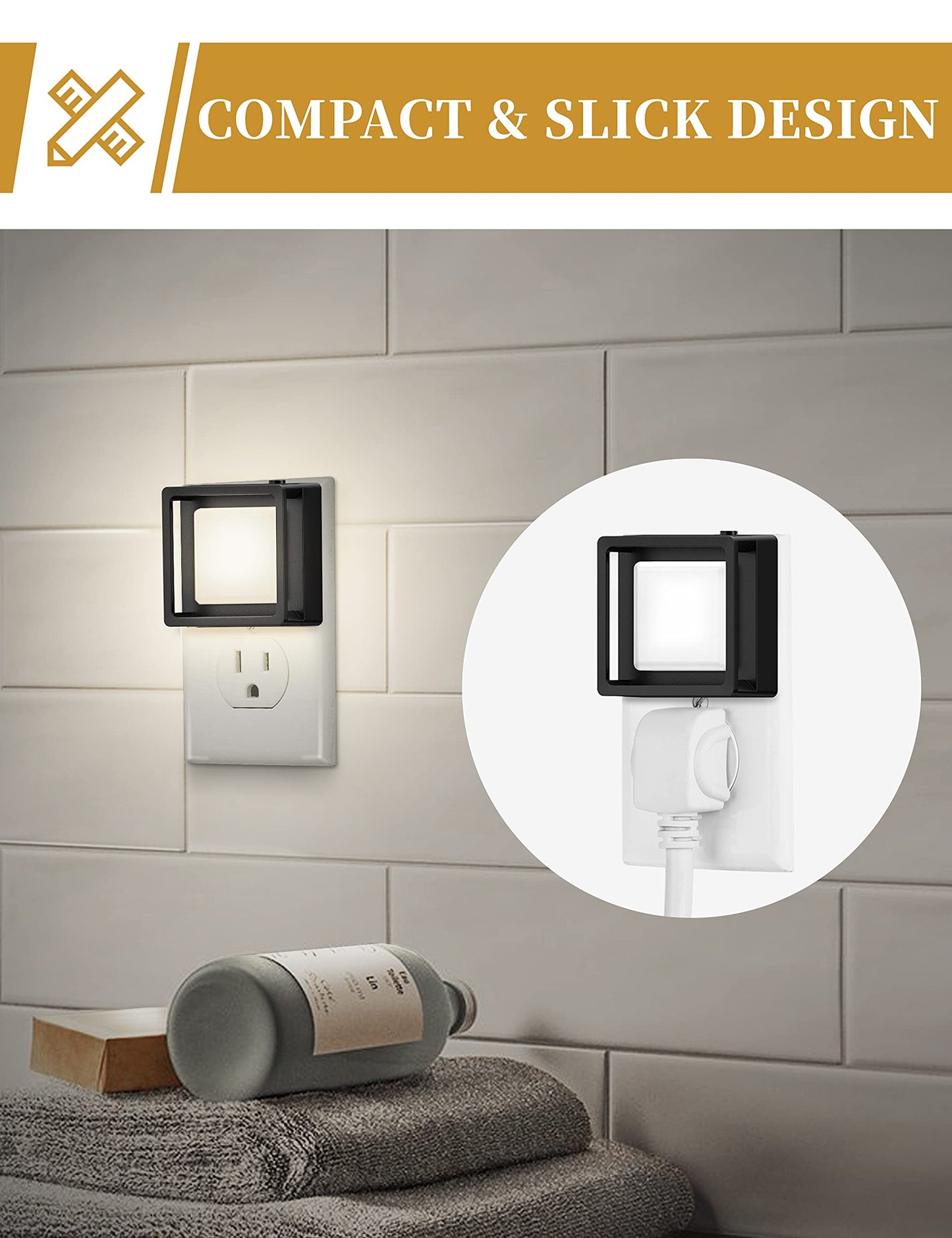 DORESshop LED Night Light 2 Pack Dusk to Dawn Dimmable