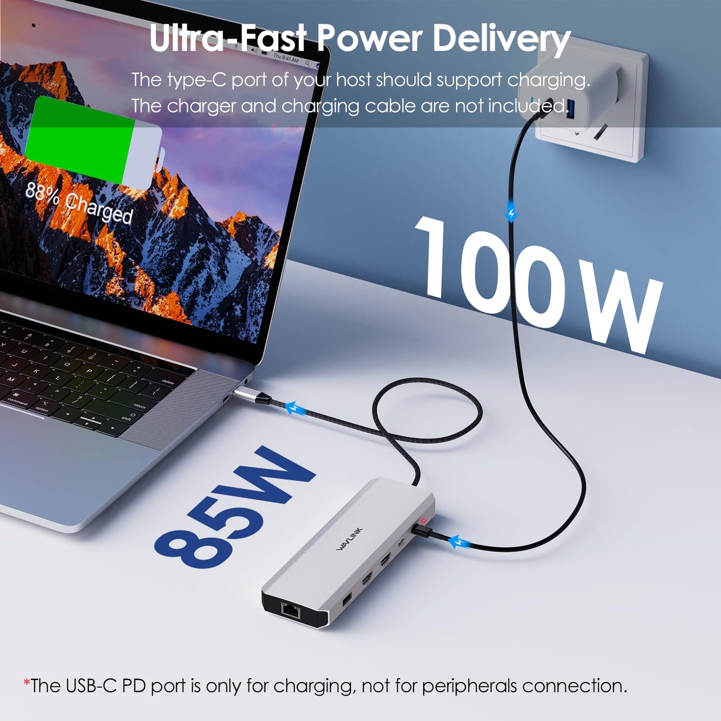 WAVLINK 10-In-1 Laptop Docking Station Dual HDMI 100W PD