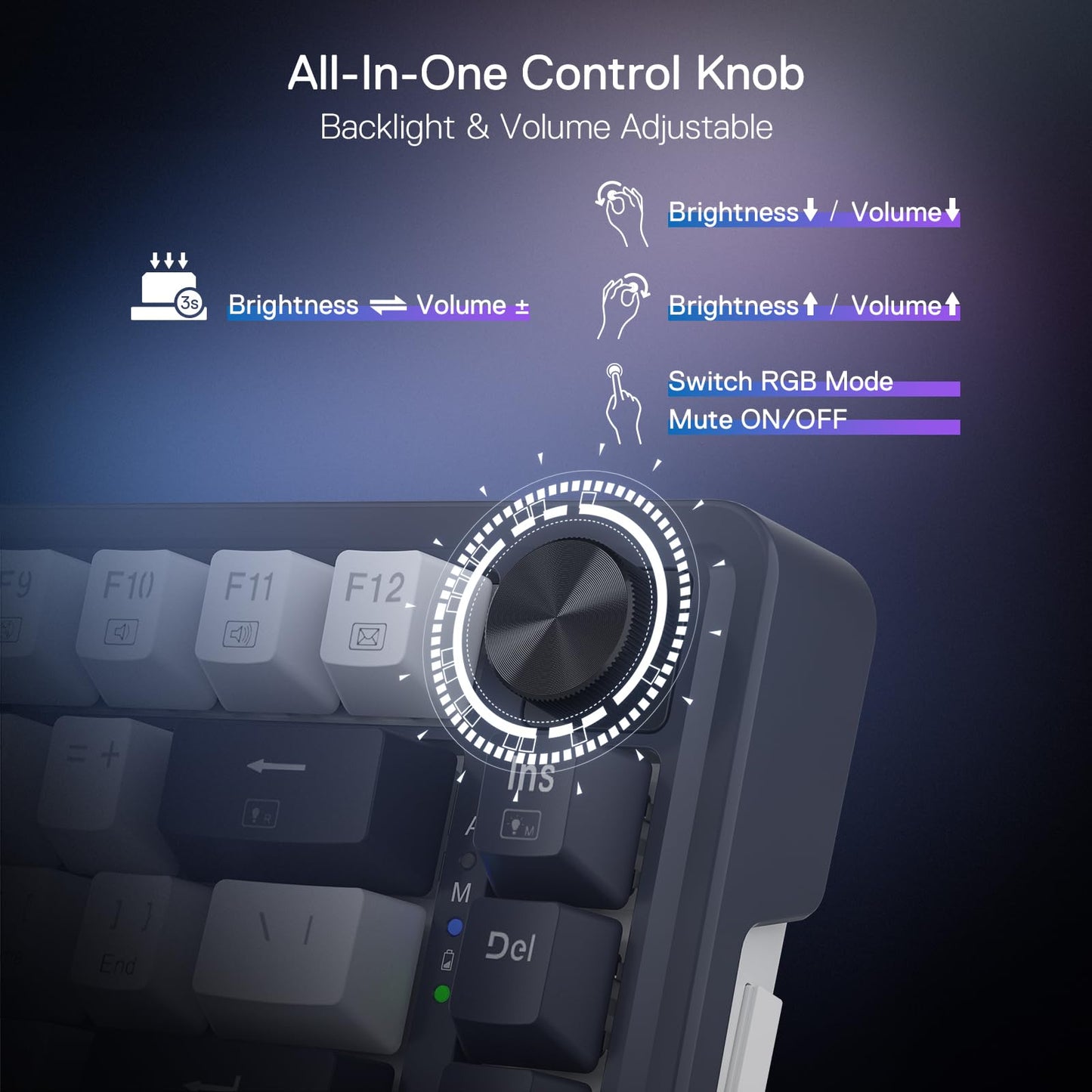 Redragon K673 Pro Wireless RGB Gaming Keyboard with Custom Knob