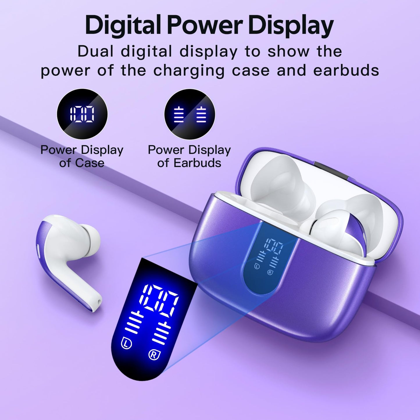 Tagry Bluetooth Earbuds True Wireless LED Power Display Case