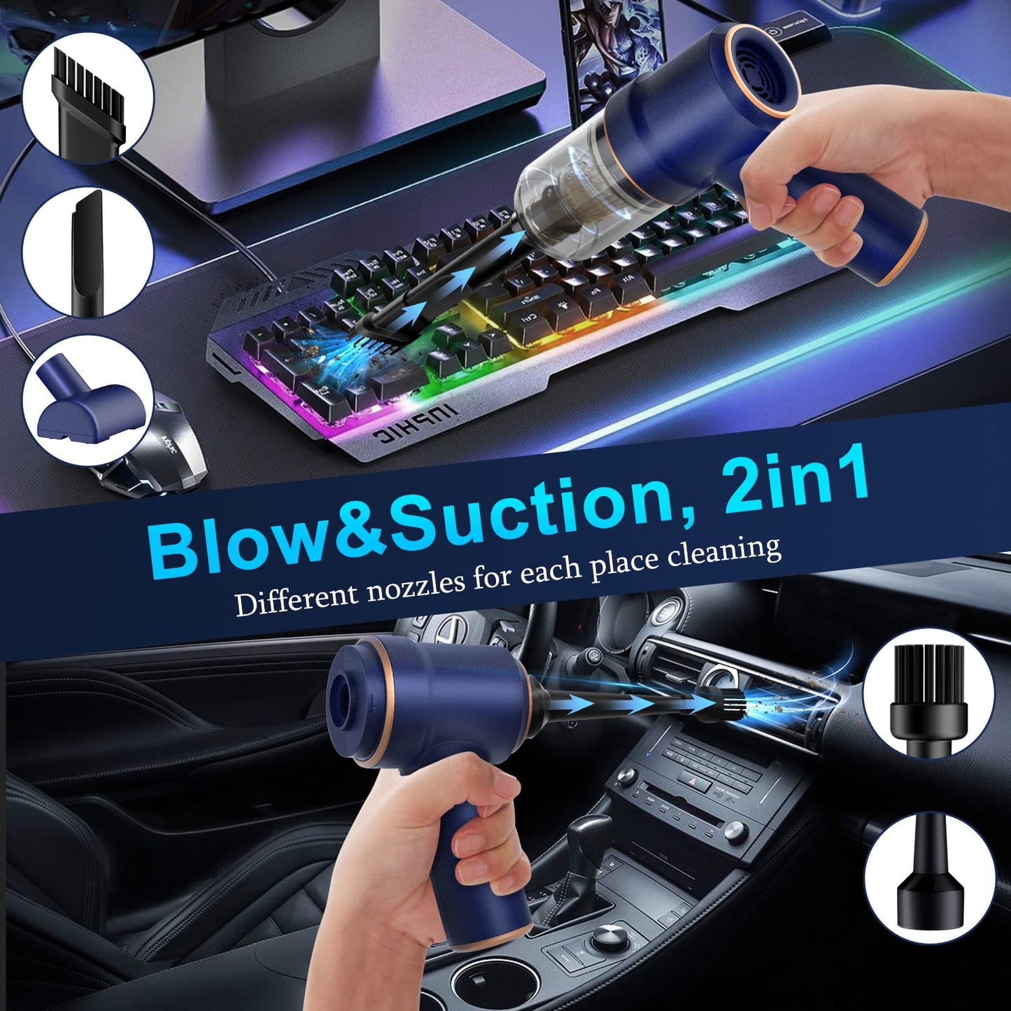 KMM Handheld Car Vacuum Cleaner 9000Pa 120W LED Light