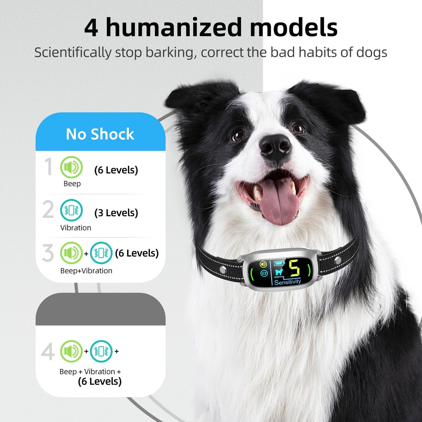 Rechargeable Dog Bark Collar with Adjustable Sensitivity Levels