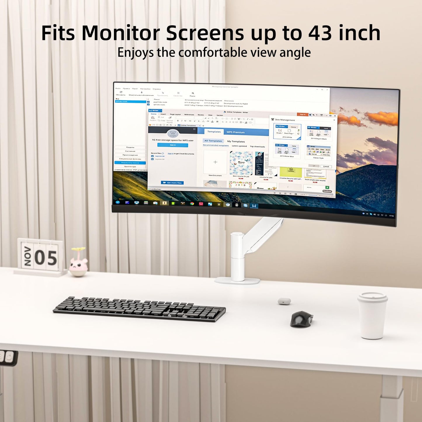 Suptek Gas Spring Monitor Arm Desk Mount Fits 17 to 32 Inch