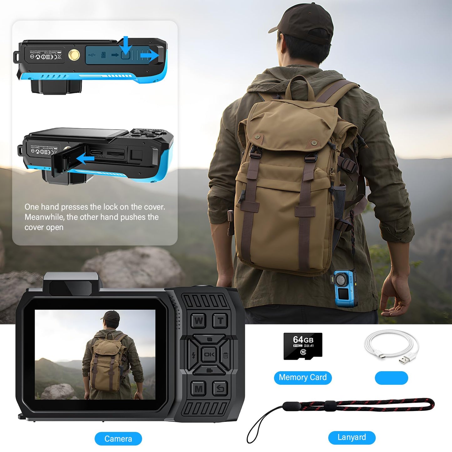 Rugged Waterproof 8K UHD Digital Camera for Snorkeling