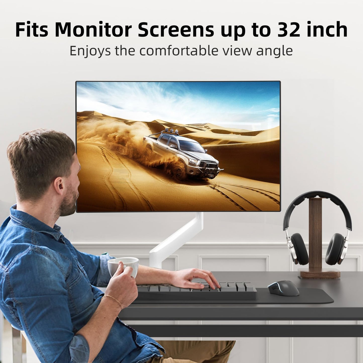 Suptek Gas Spring Monitor Arm Desk Mount Fits 17 to 32 Inch