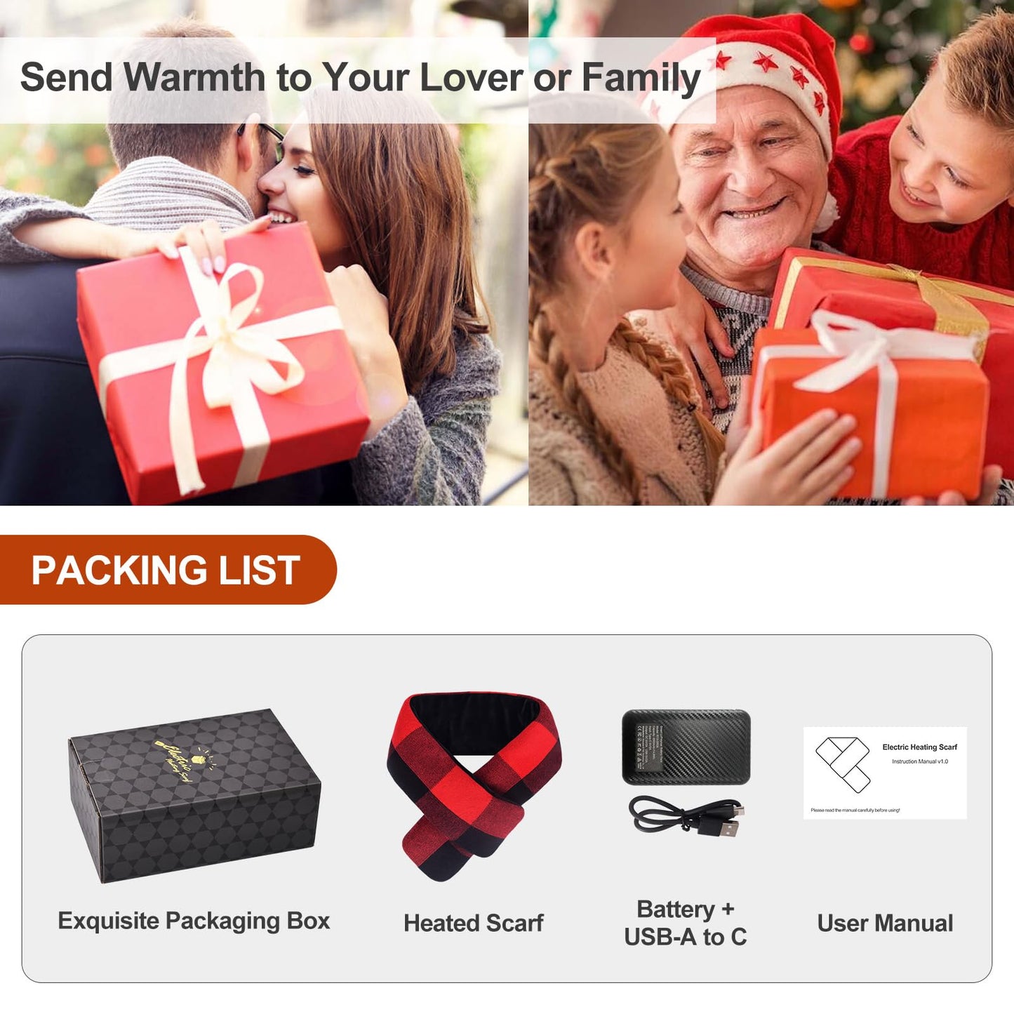 Heated Scarf for Women and Men Neck Warmer with Power Bank