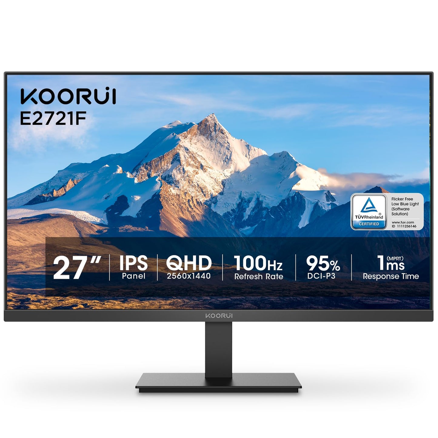 KOORUI 27 Inch IPS Monitor 1080p 100Hz HDMI VGA VESA Tilt