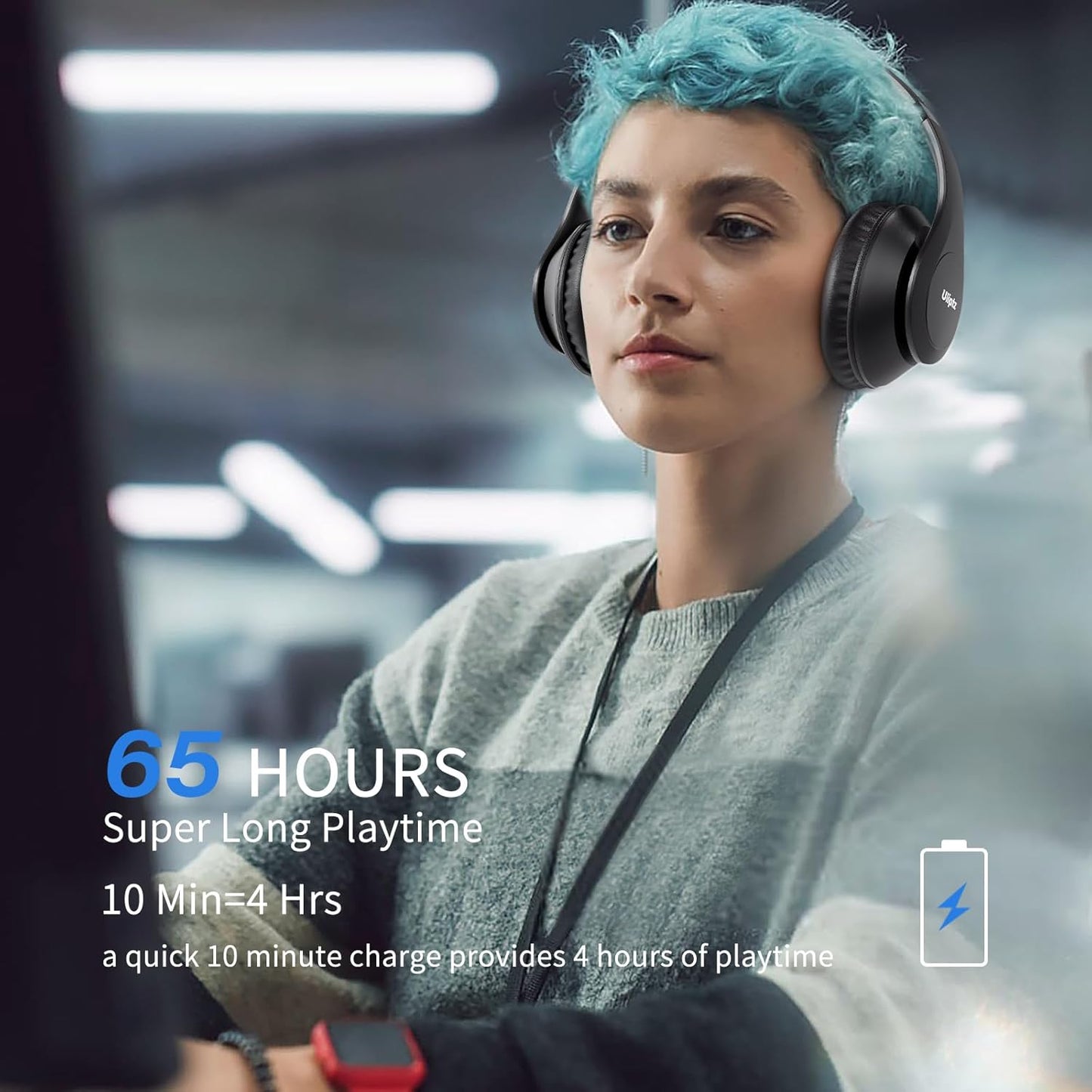 Uliptz Wireless Bluetooth Headphones 65H Playtime HiFi
