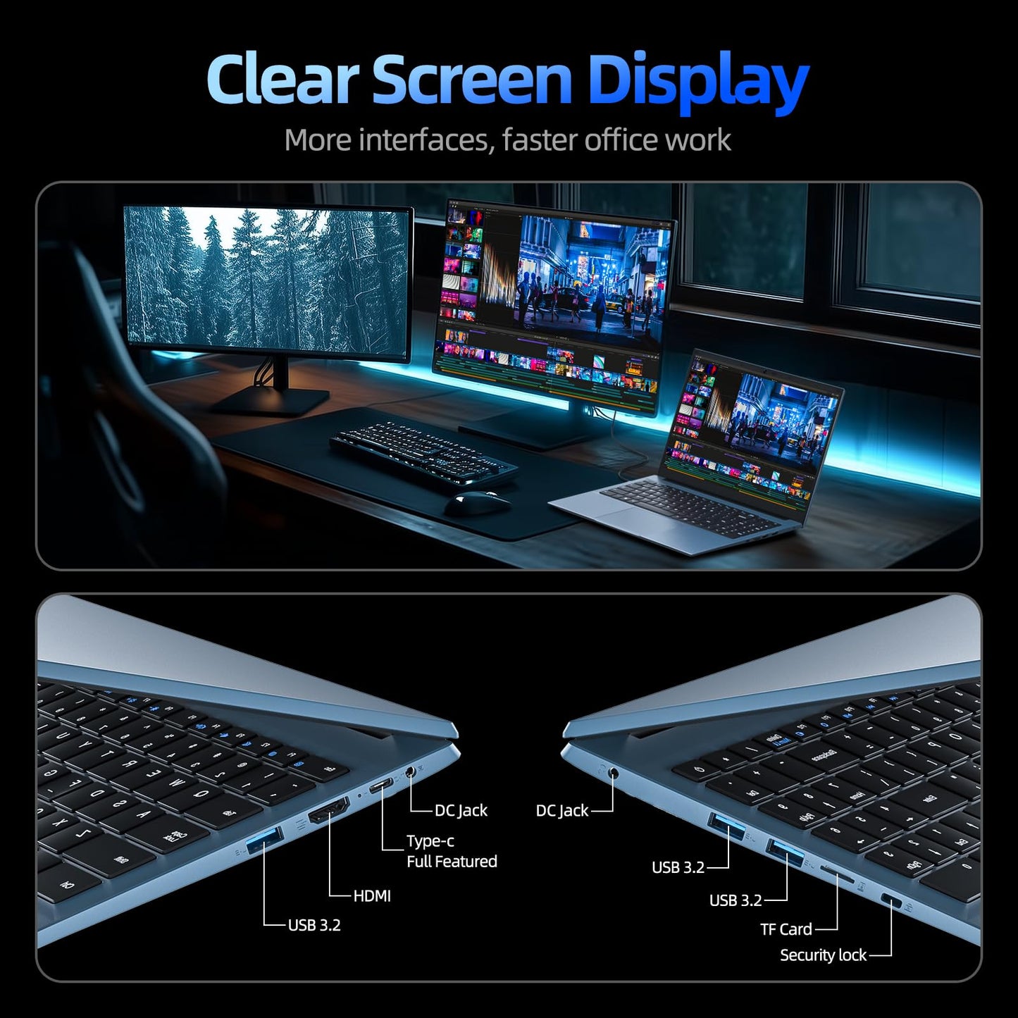 Naclud 15.6 Inch Laptop Celeron N4000 Win11 4GB 128GB Gray