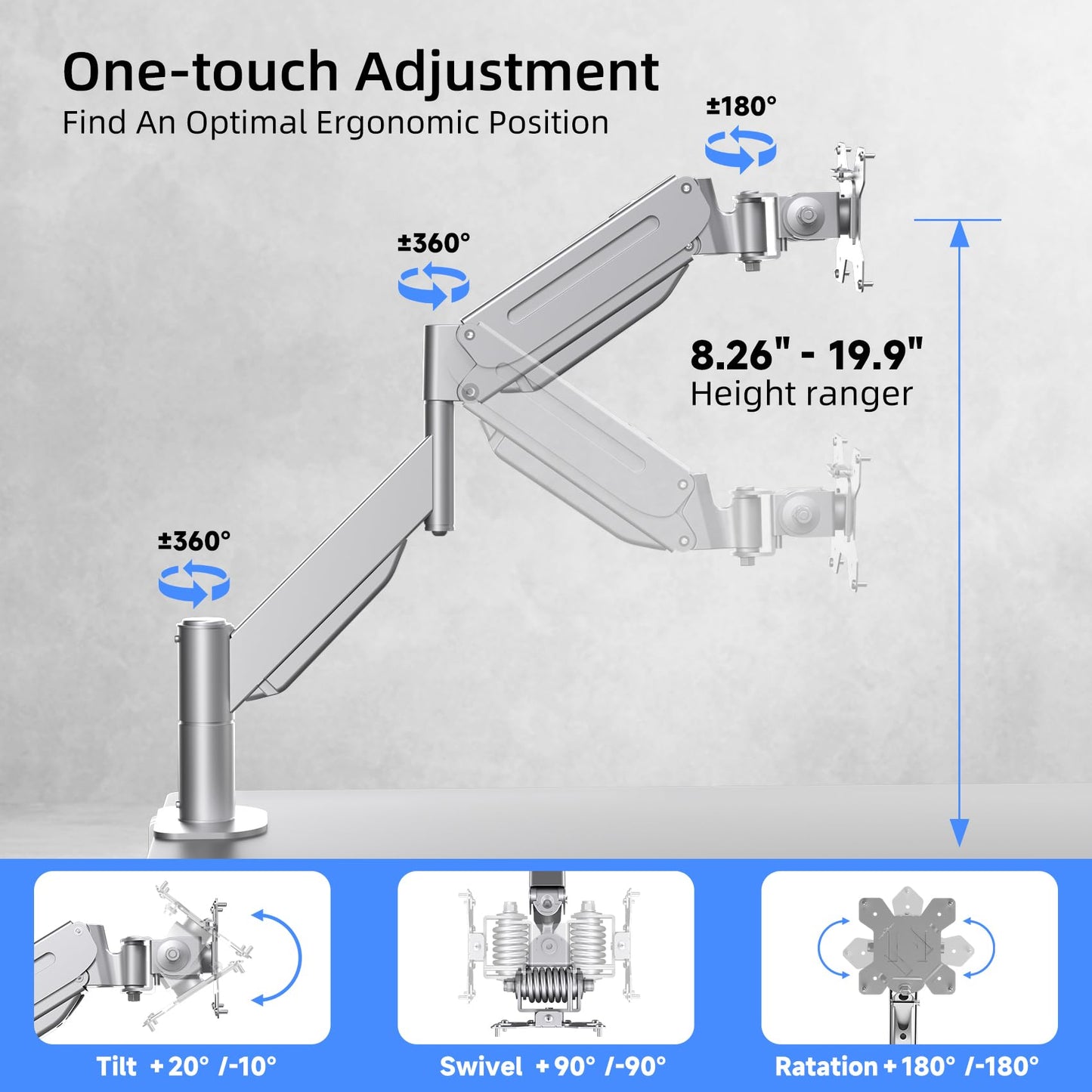 Suptek Gas Spring Monitor Arm Desk Mount Fits 17 to 32 Inch