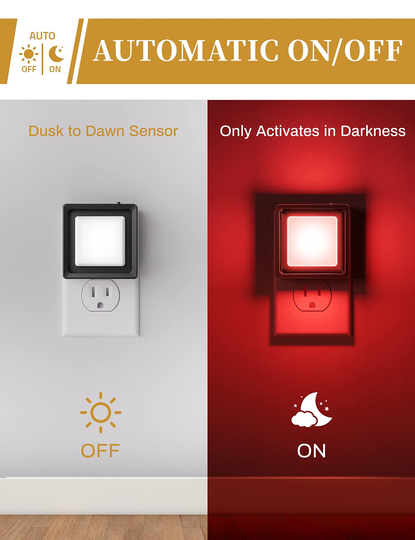 DORESshop LED Night Light 2 Pack Dusk to Dawn Dimmable
