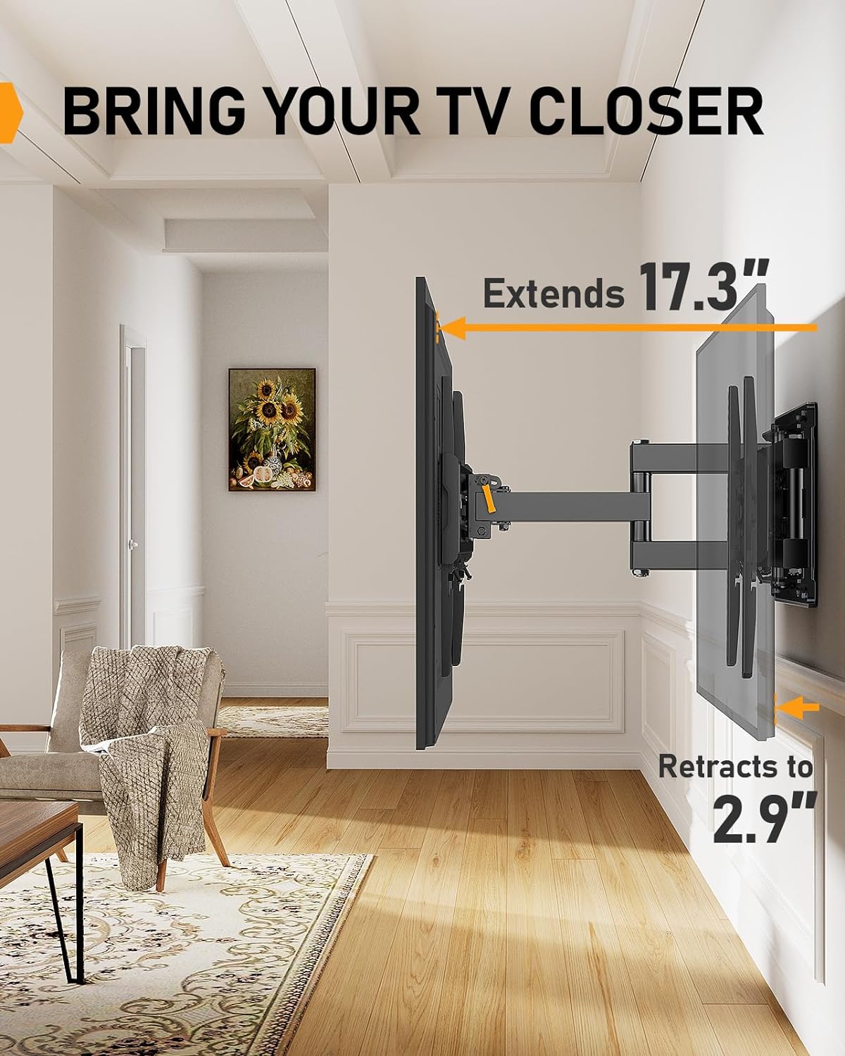Perlegear Full Motion TV Mount For 32 To 65 Inch TVs 99 Lbs