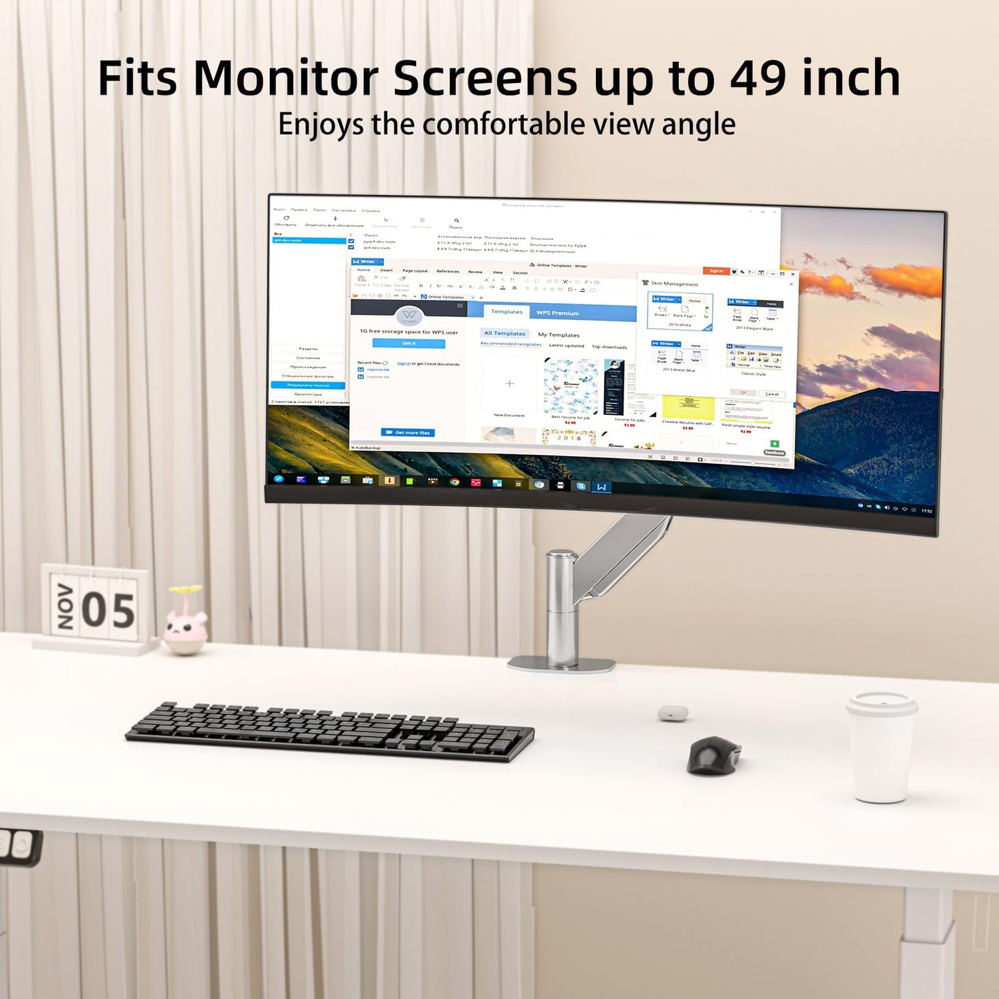 Suptek Gas Spring Monitor Arm Desk Mount Fits 17 to 32 Inch