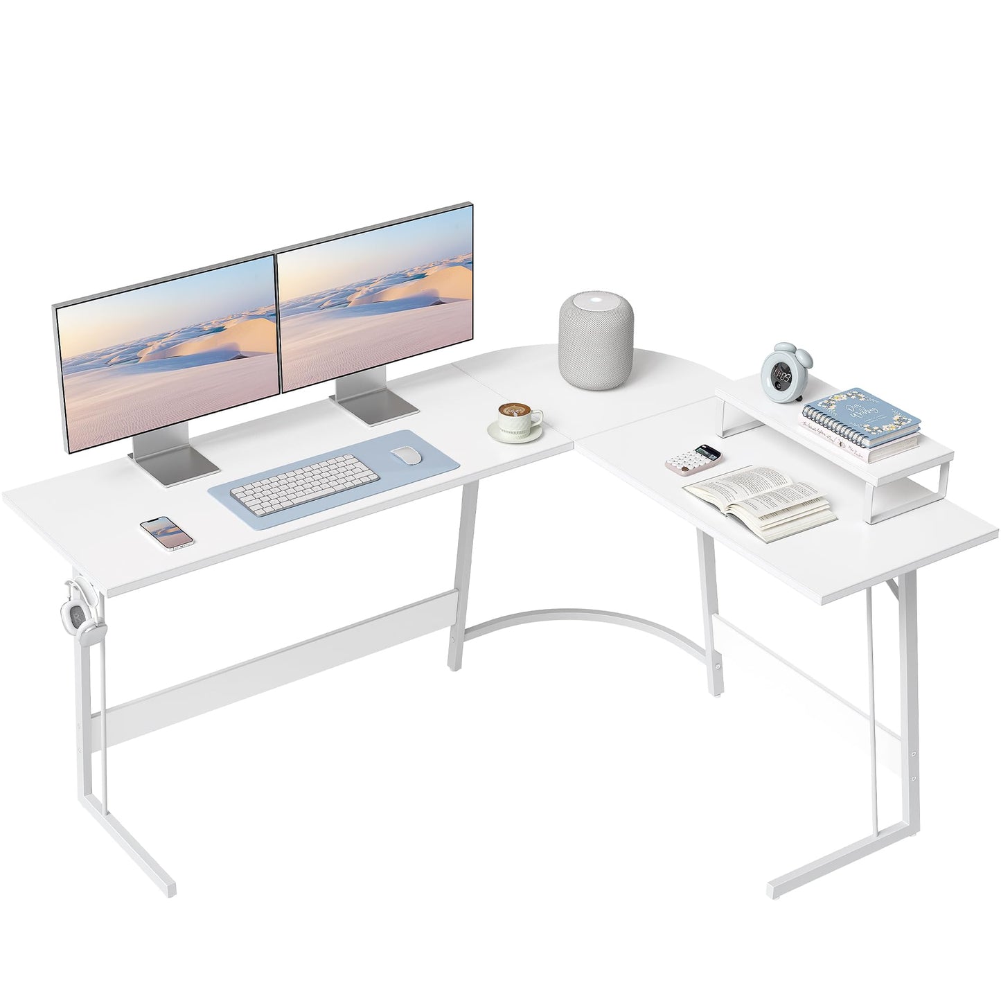 CubiCubi L Shaped Gaming Desk with Carbon Fiber Surface