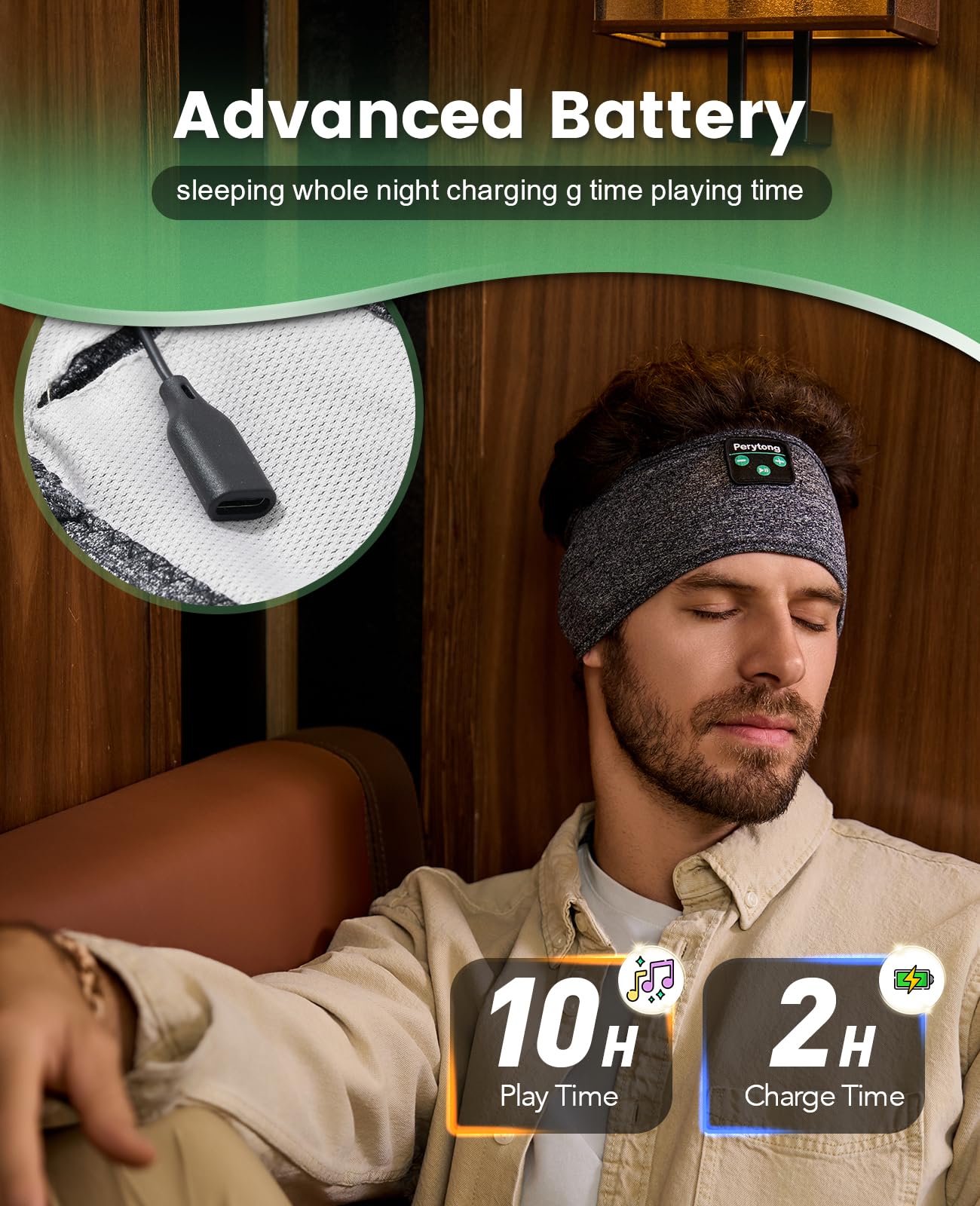 Perytong Sleep Headphones Wireless Bluetooth Headband