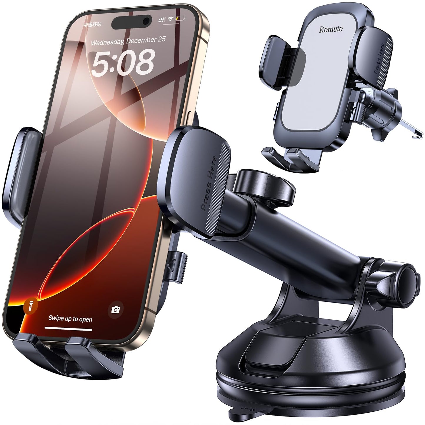 Romuto Car Phone Holder Mount Dashboard Windshield Vent