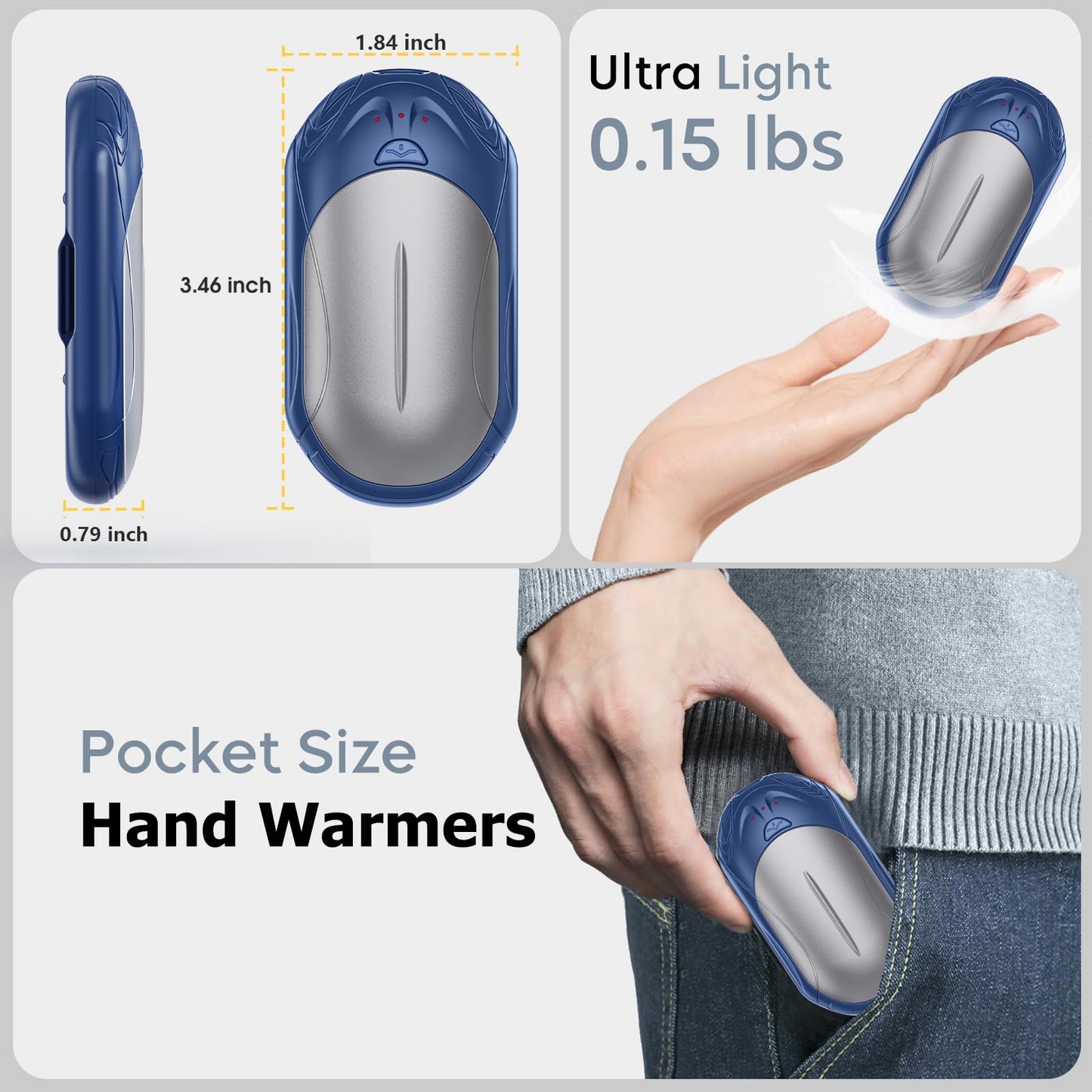 AI Hand Warmers 2 Pack Rechargeable Portable Pocket Heaters