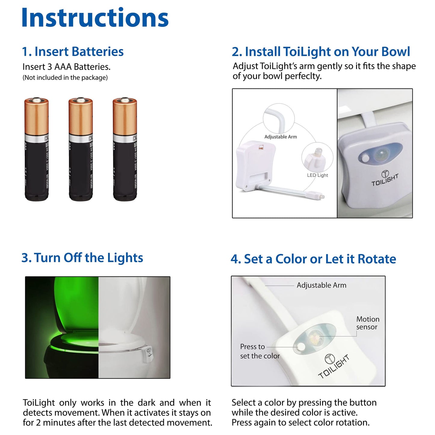 ToiLight Toilet Night Light Motion Sensor Gadget Gift