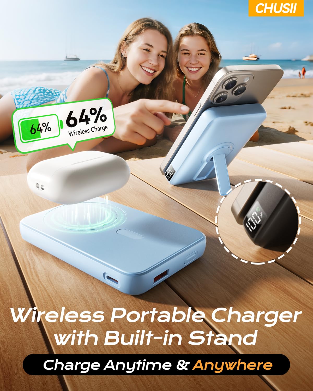 MagSafe 12000mAh Wireless Magnetic Power Bank PD 20W Stand
