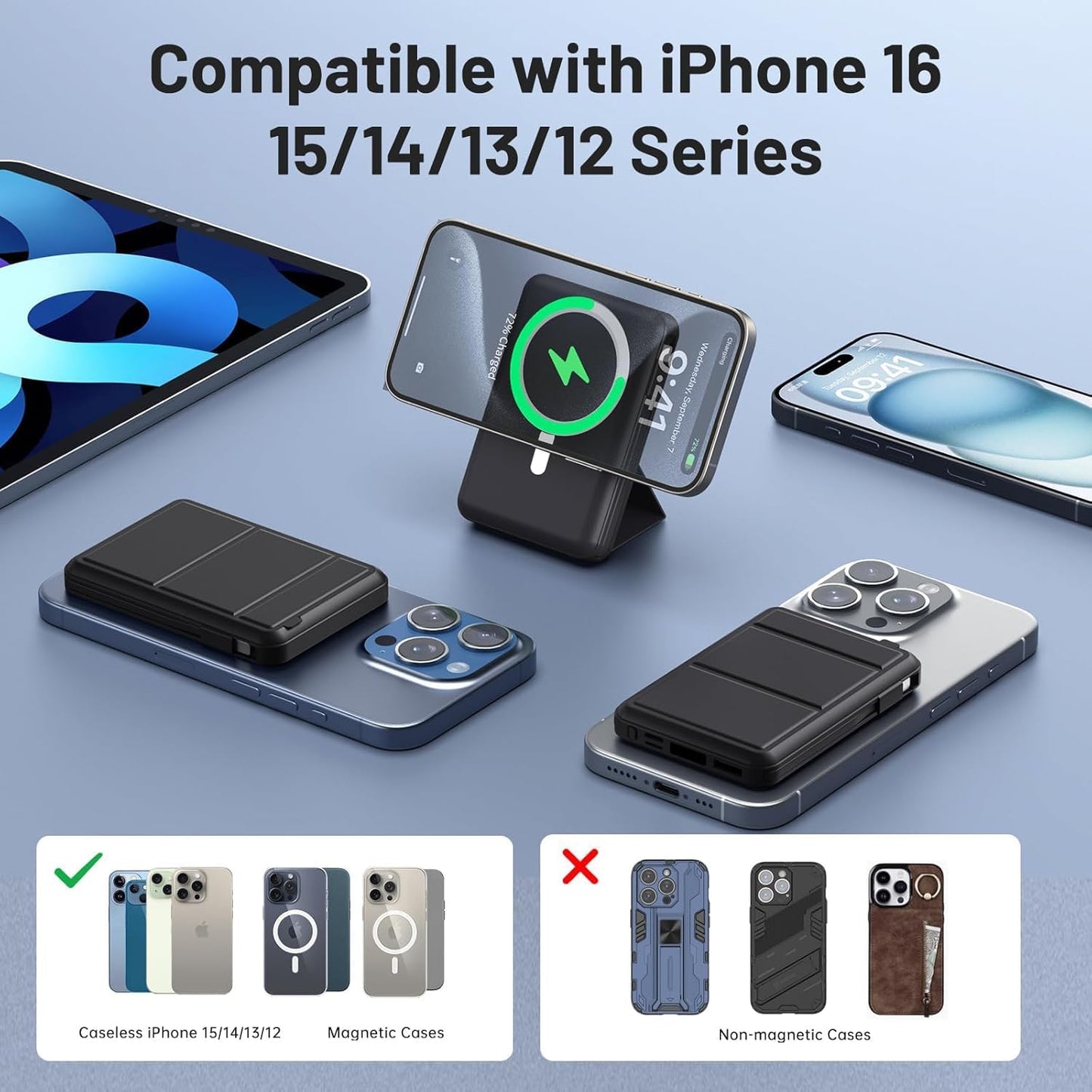 Azmuth 10000mAh Magnetic MagSafe Power Bank With LED Display