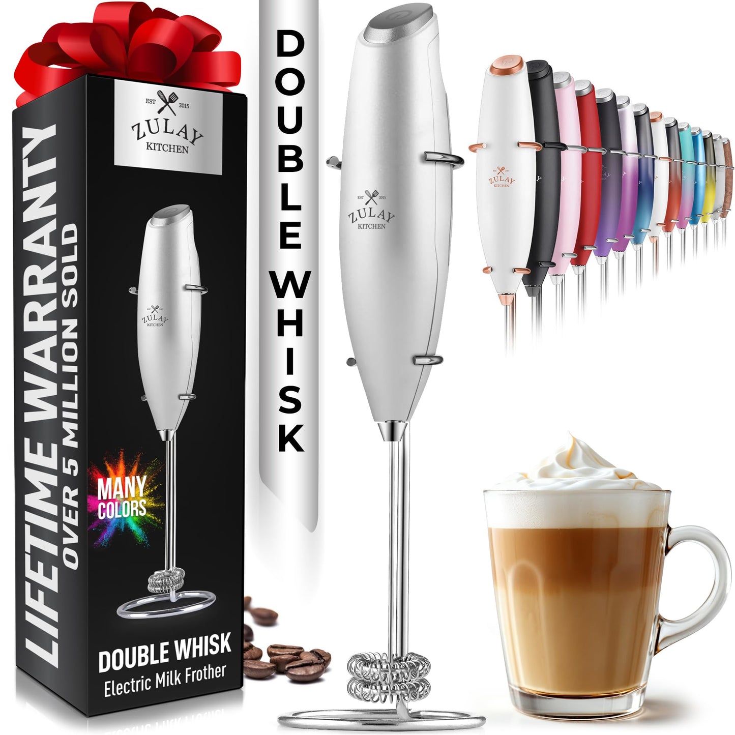 Zulay Milk Frother Wand Handheld Electric Whisk For Coffee