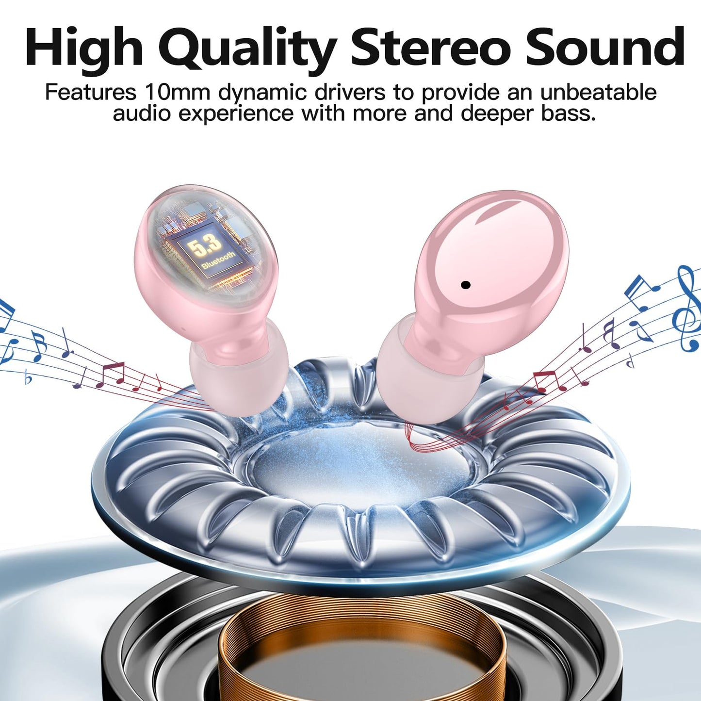 Kurdene True Wireless Earbuds Bluetooth 5.3 Lightweight Bass