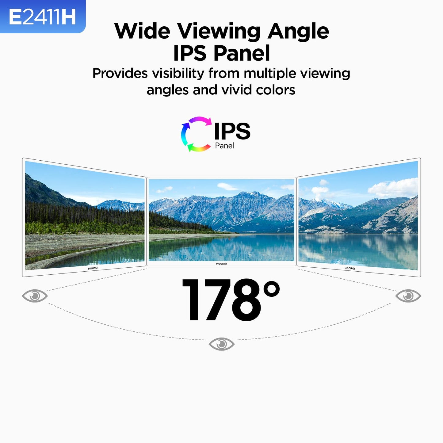 KOORUI 27 Inch IPS Monitor 1080p 100Hz HDMI VGA VESA Tilt