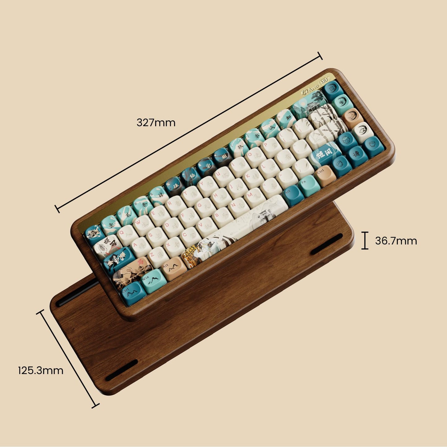Akko Mechanical Gaming Keyboard With Walnut Case