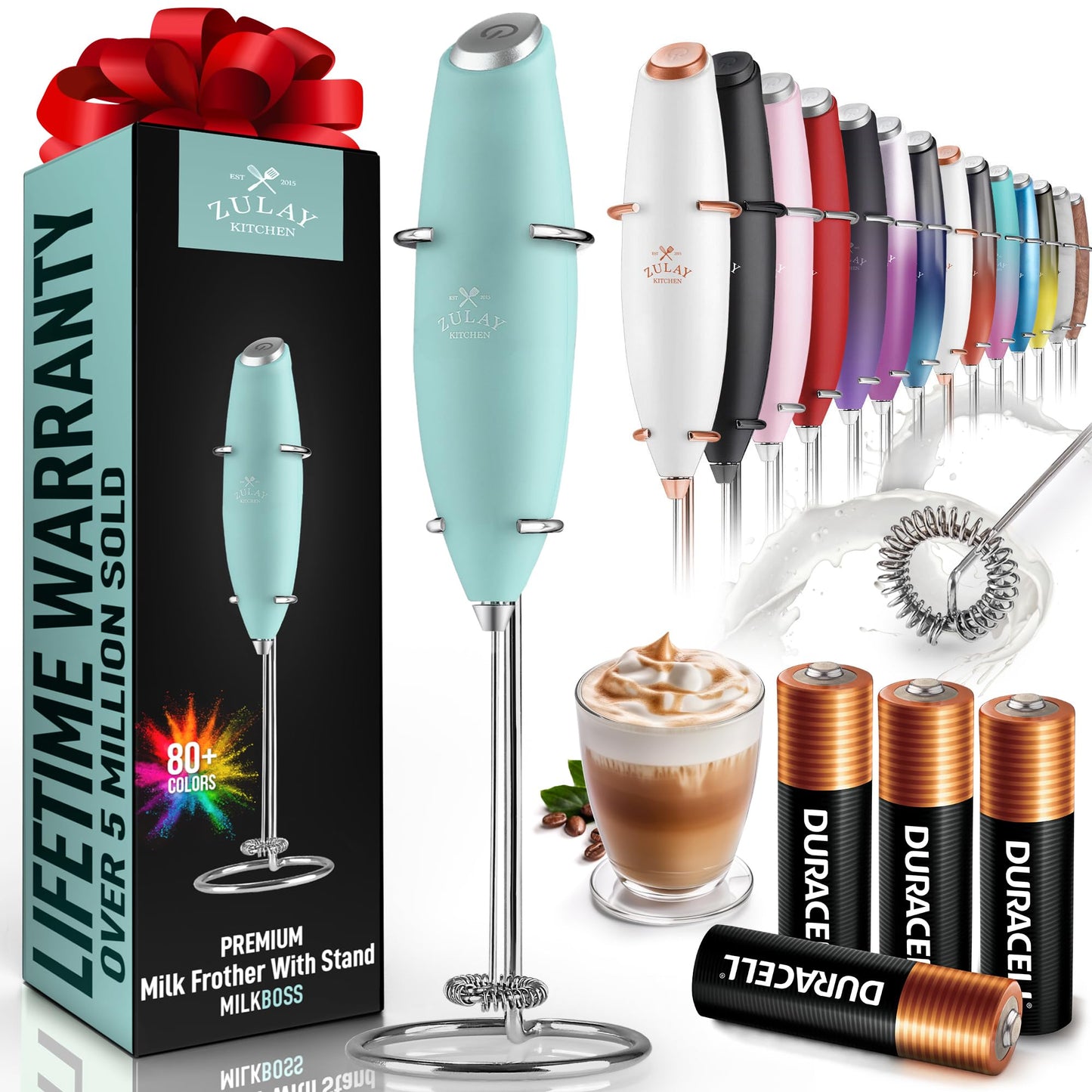 Zulay Milk Frother Wand Handheld Electric Whisk For Coffee