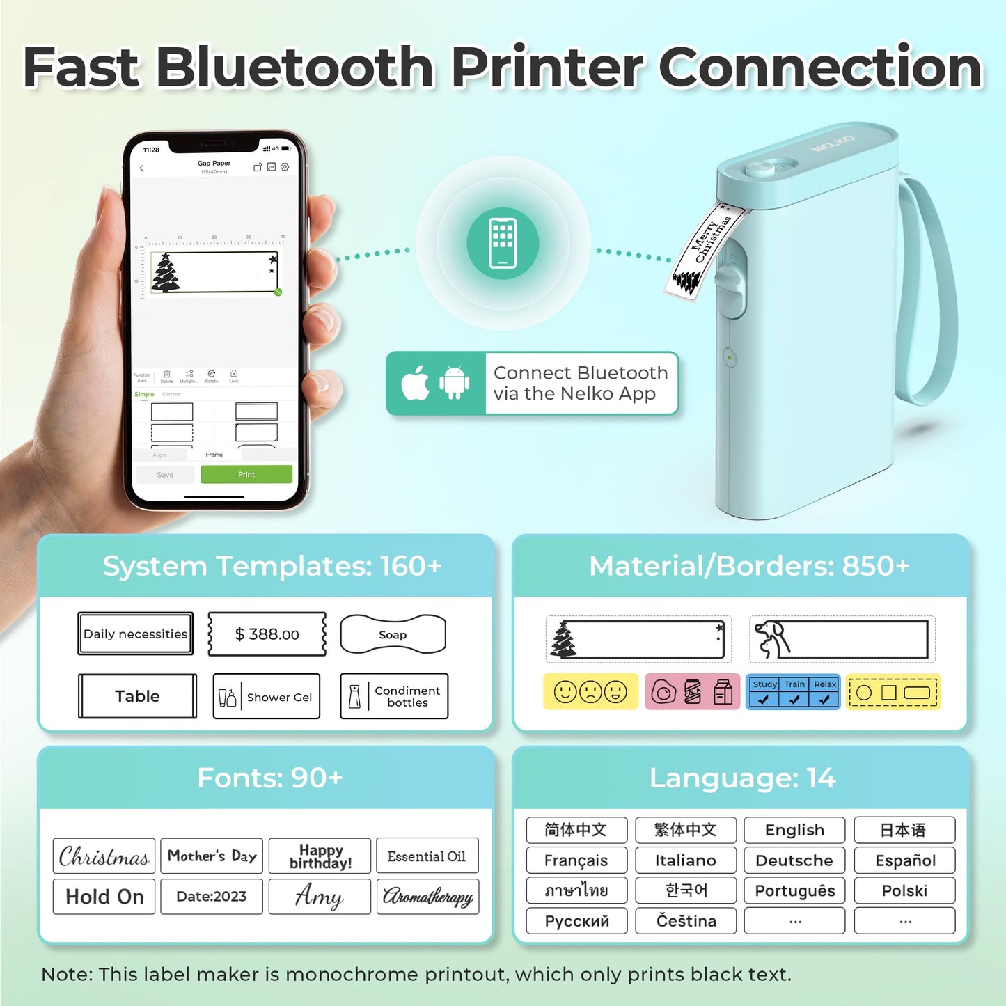 Nelko P21 Bluetooth Label Maker With Tape Wireless Printer