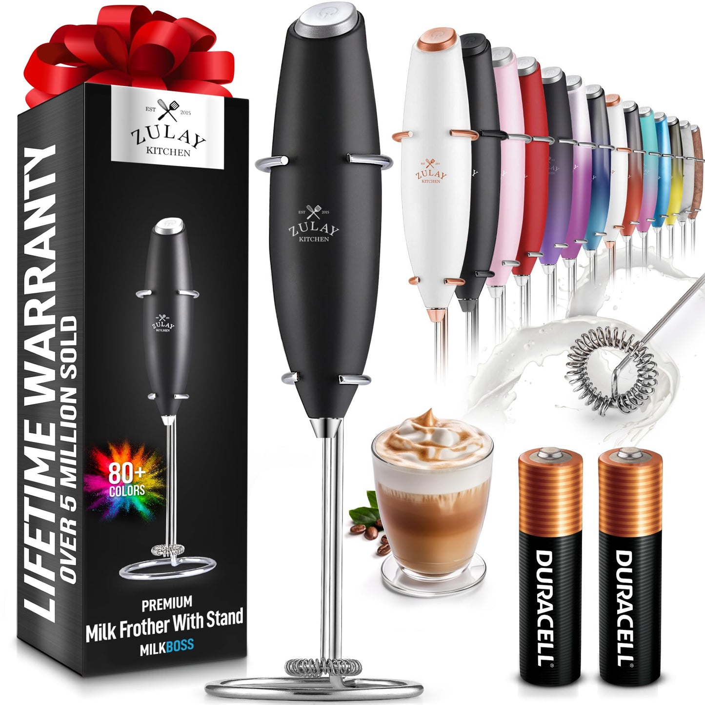 Zulay Milk Frother Wand Handheld Electric Whisk For Coffee