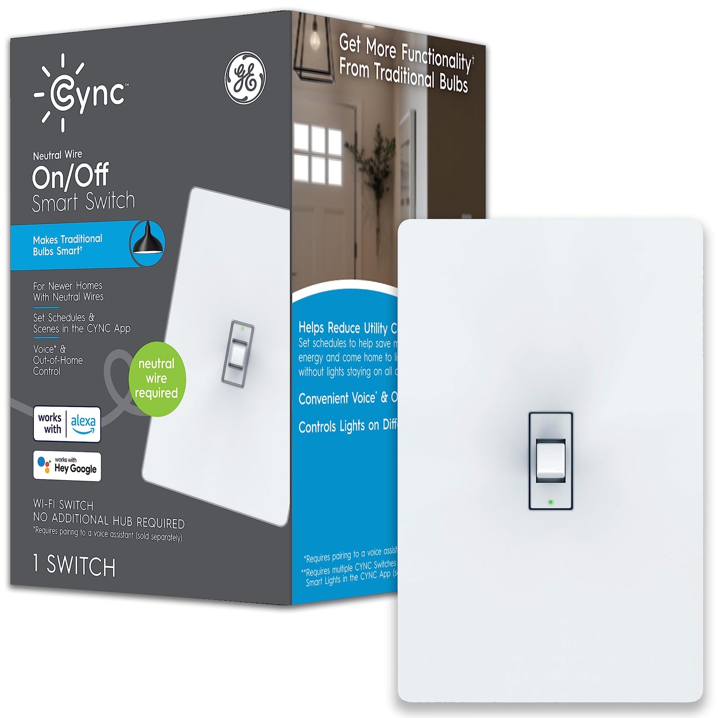 GE CYNC Smart Light Switch No Neutral Wire Required