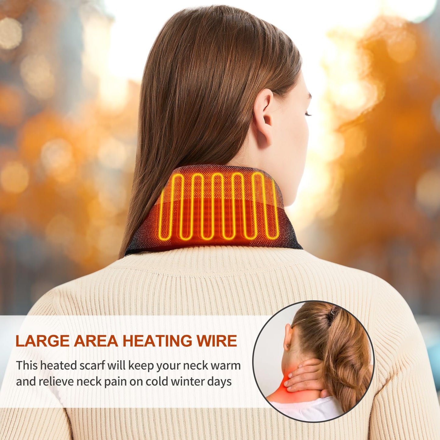 Heated Scarf for Women and Men Neck Warmer with Power Bank