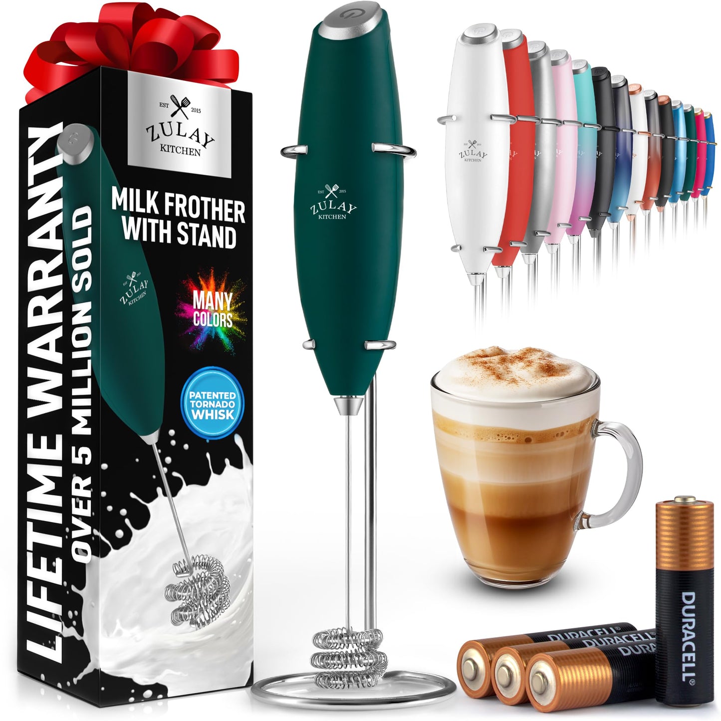Zulay Milk Frother Wand Handheld Electric Whisk For Coffee
