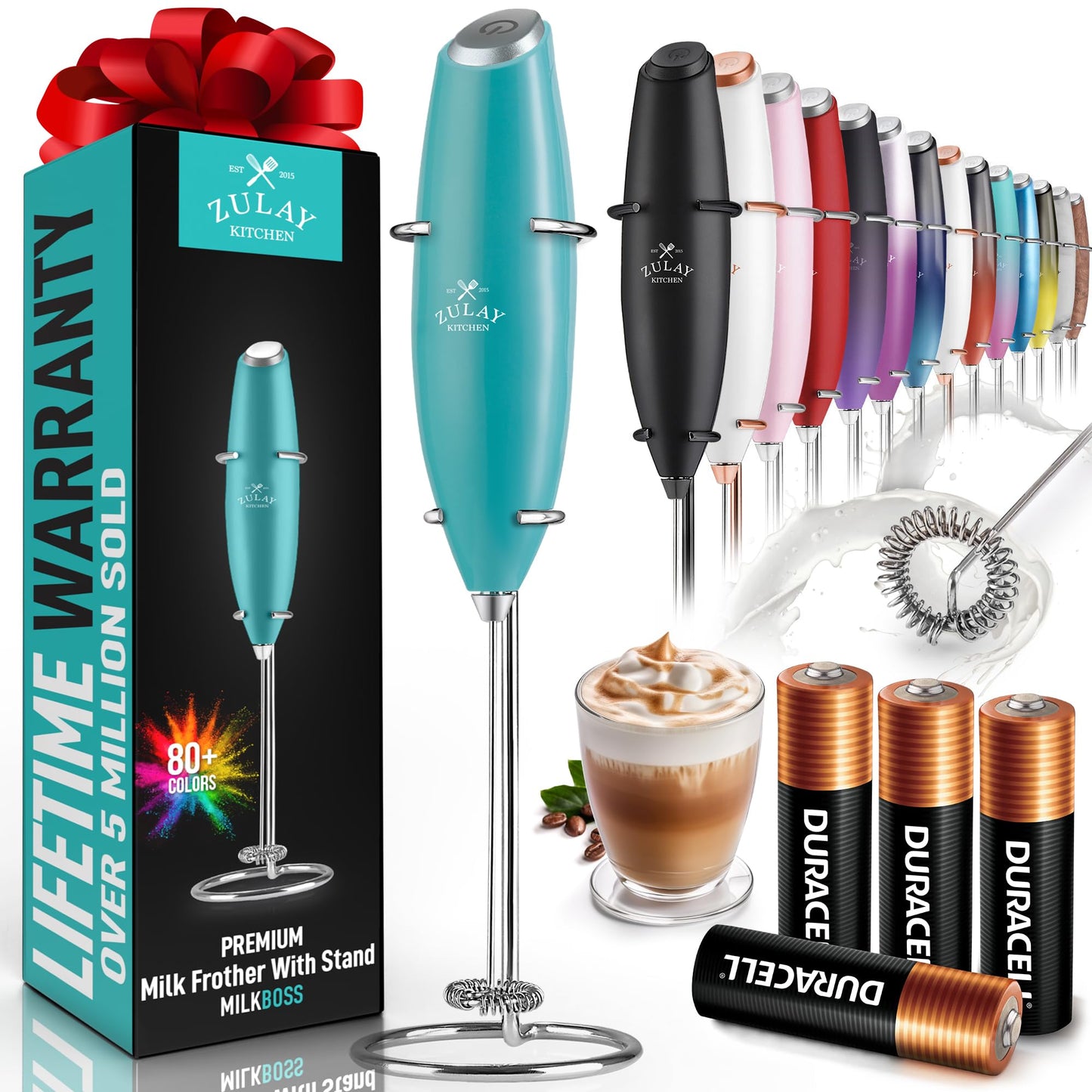 Zulay Milk Frother Wand Handheld Electric Whisk For Coffee