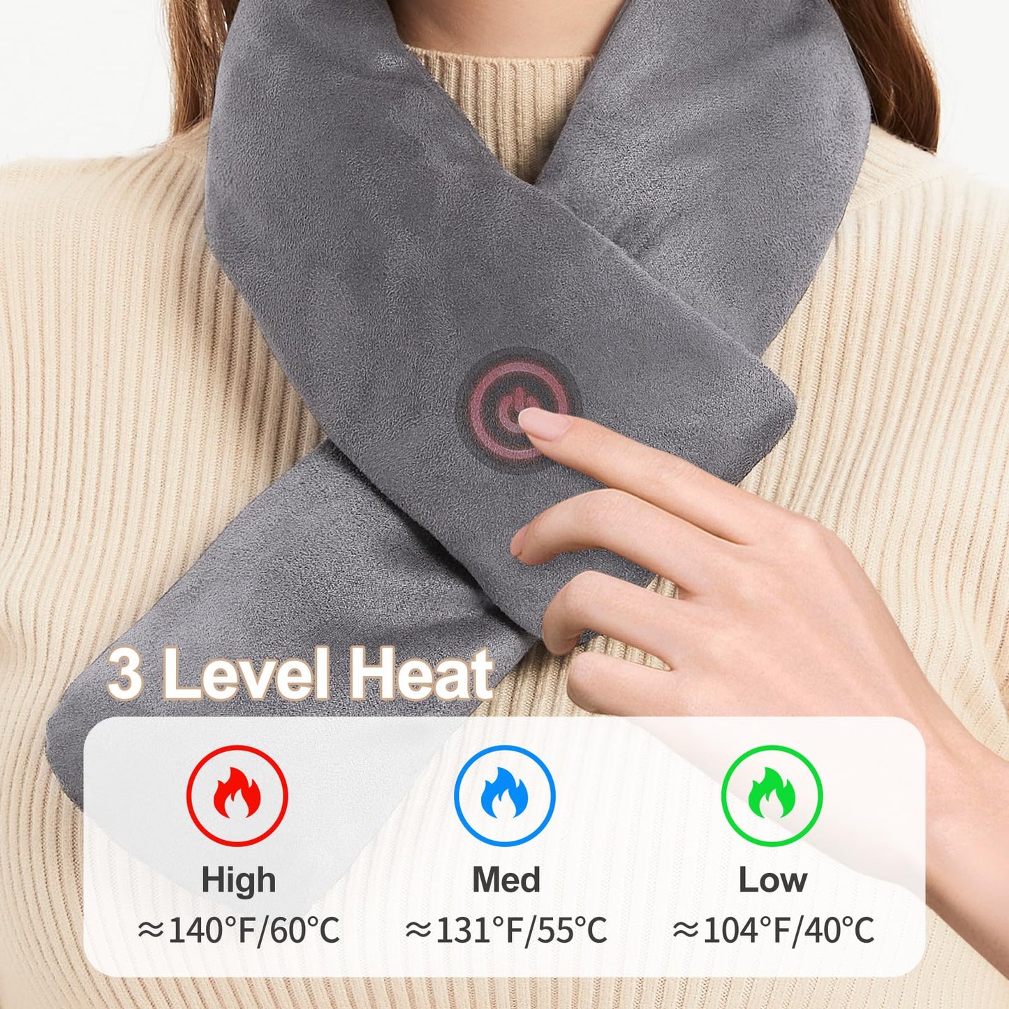 Heated Scarf for Women and Men Neck Warmer with Power Bank