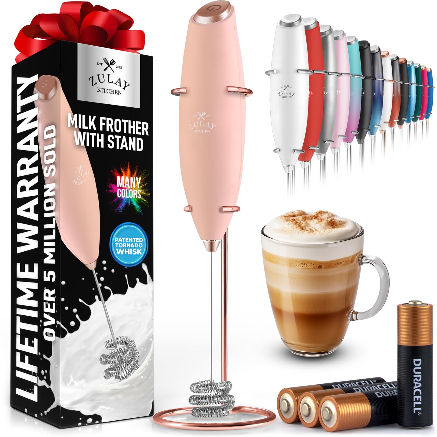 Zulay Milk Frother Wand Handheld Electric Whisk For Coffee
