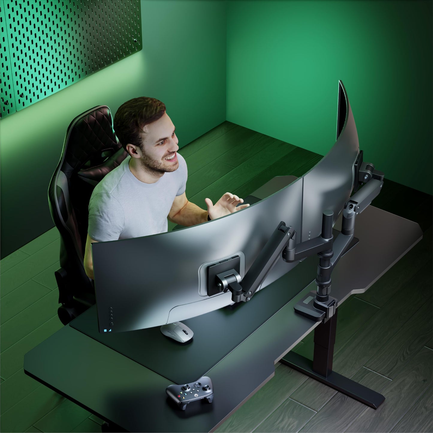 Wali Dual Monitor Stand With Gas Spring 17 to 32 Inches