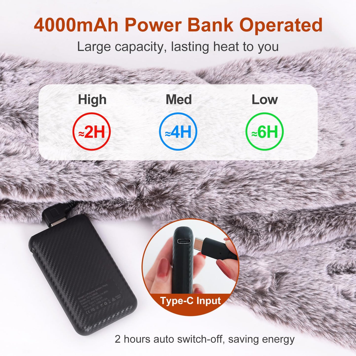 Heated Scarf for Women and Men Neck Warmer with Power Bank