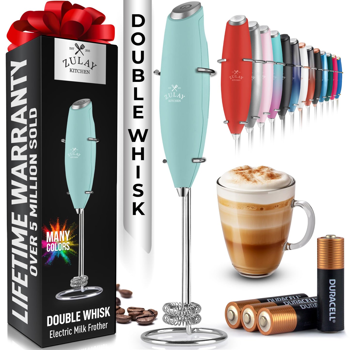 Zulay Milk Frother Wand Handheld Electric Whisk For Coffee
