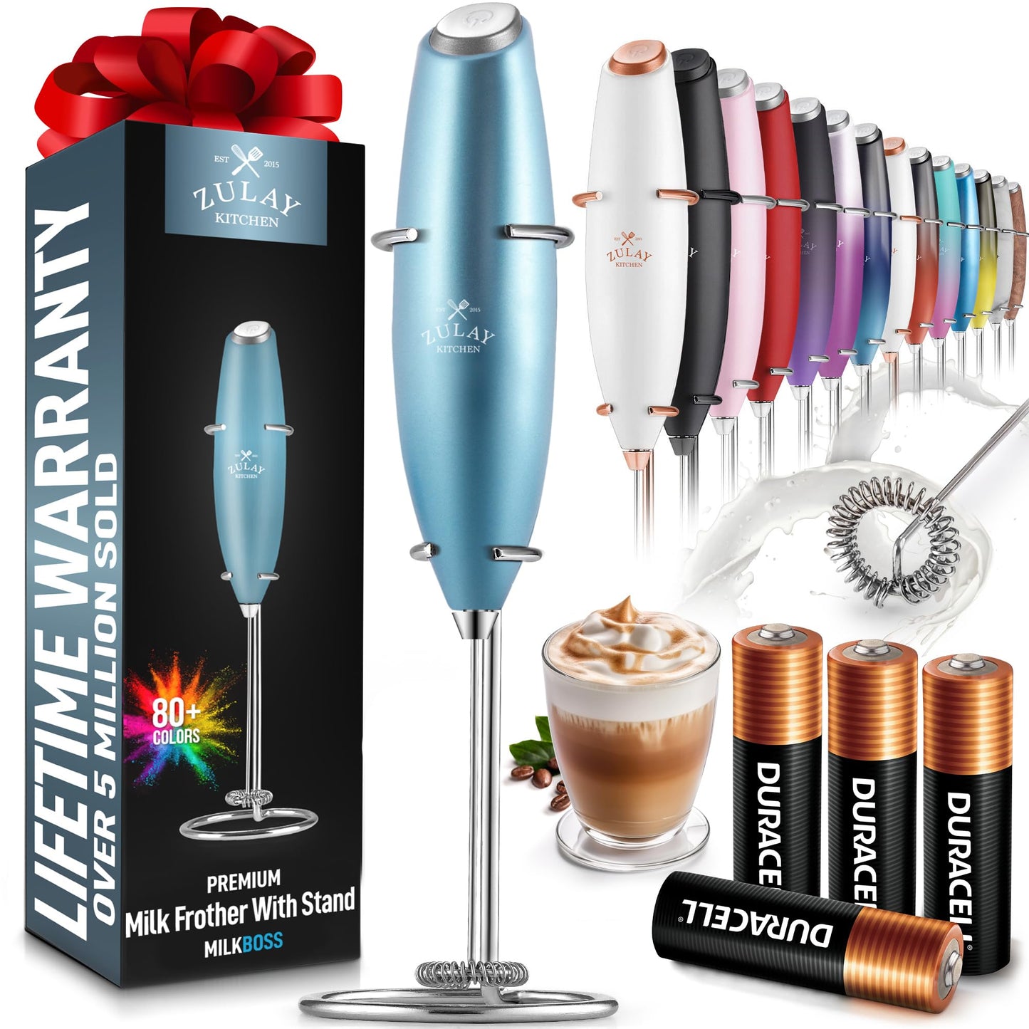 Zulay Milk Frother Wand Handheld Electric Whisk For Coffee